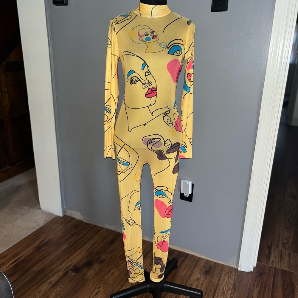 Love Highlight sheer faces jumpsuit - S